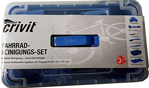 CRIVIT Fahrrad Reinigungs-Set, 10-teilig, inklusive Aufbewahrungsbox mit Tragegriff