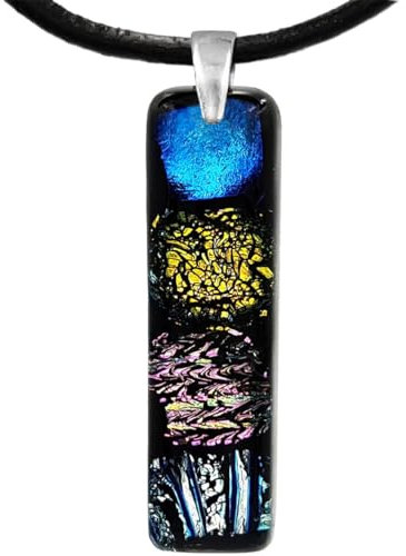 miyou - Murano Glas Halskette – Venezianische Glaskette - Kette mit Anhänger – 925er Silber – Handgefertigter Schmuck - Scherzo Rechteck 2