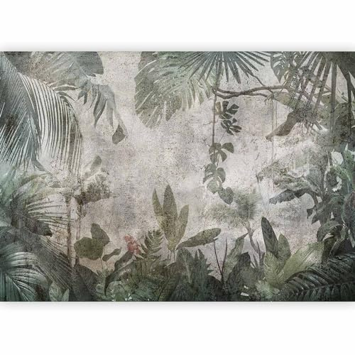 murando - Papier peint panoramique nature 450x315 cm - Revêtement mural décoration pour chambre salon - Design moderne - Vert gris - Tropical feuilles jungle paysage plantes nature b-C-0821-a-a