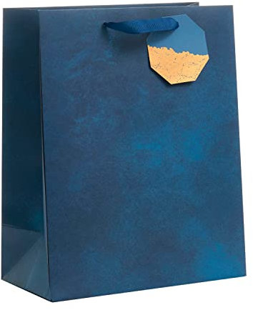 UK Greetings | Large Gift Bag for Him/Her/Friend | Party Bags for Presents | Birthdays/Thank You Teacher/Weddings | Blue Design | 26.7 x 33 x 13.7 cm