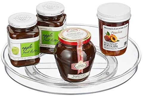 mDesign drehbares Gewürzregal – stilvoller Gewürzständer für Salz und Pfeffer, Backzubehör und Konserven – rundes Küchenregal für Anrichte und Küchenschrank – durchsichtig