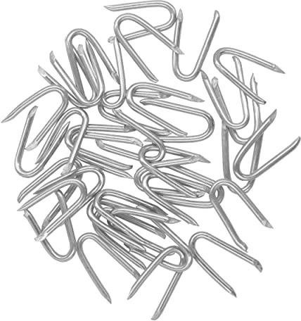 OMOTOOL Steel Wire Fencing Staples (200 pcs), Galvanized U-Shaped Fasteners Nails for Wire Mesh and Woven Fencing