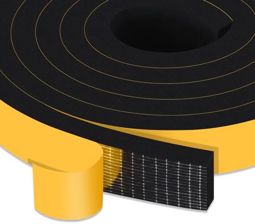 YIMIKI 25mm(W) x 10mm(T), Closed Cell Foam Tape Thick Door Sound Insulation Tape Window Door Air Conditioner Weather Stripping SoundProof, 2 Rolls, Total 4M