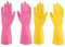 Gummi-Handschuhe, 4 Paar für die Küche, Spülmaschine, Reinigungshandschuhe für den Haushalt, wiederverwendbar. (XL, Rosa + Gelb)