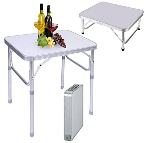 Table de Camping Pliante 60x50 cm – Portable et réglable en Hauteur – Table Pliante en Aluminium Robuste pour Camping, Restauration, Buffet, marché, Jardin, fête, Pique-Nique, intérieur ou extérieur