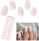 EBANKU 20PCS Jelly Nude Gel Nail Strips - Long Lasting UV Stickers With Nail File & Wooden Stick for Women Manicure