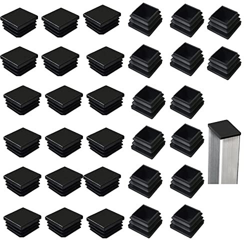 Lamellenstopfen für Vierkantrohre,32 Stück 40X40mm Rohrstopfen Quadratisch Abschlusskappen Kunststoff Schwarz Quadratstopfen schutzkappen tischbeine für Metallprodukte,Stühle,Sofas,Tische(40x40mm)