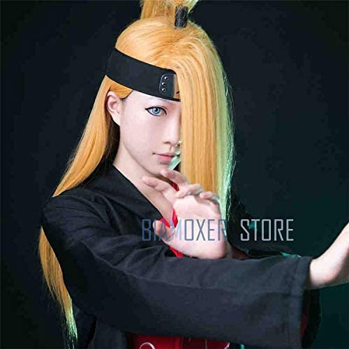 Biamoxer Deidara Cosplay-Perücke, lang, glatt, hitzebest?ndig, goldgelb, 60 cm