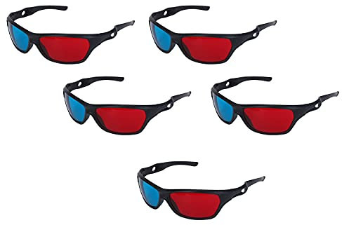 Bcowtte Dimensionale 3D-Vision-Brille für TV-Spiele, DVD, Rot und Blau, 5 Stück