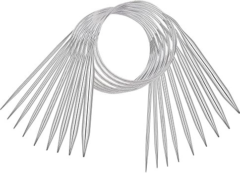 Coopay 9 Stück Rundstricknadel Set 80 cm Lange Edelstahl Rundstricknadeln 2,5-10 mm Stricknadeln Rundstricknadel für Anfänger, Stark Rundstricknadeln für Pullover, Schal, Decke oder Großes Projekt