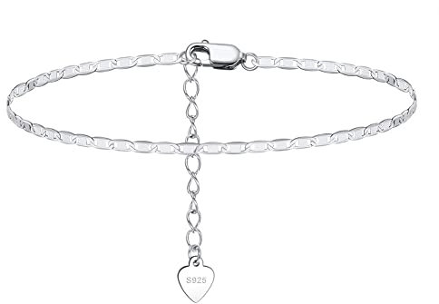 Cangall Silber Fußketten für Damen, 925 Sterling Silber Fußkettchen Armband, Sommer Barfuß Strand Fußspange, 20+6cm Verstellbar Silber Fußkette am Fußgelenk, Fashion Fußbändchen Knöchel-Kette