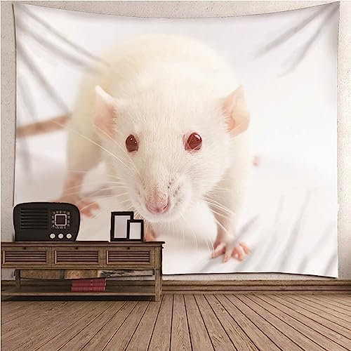 Banemi Wandtuch XXL, Wandtuch Weiß Polyester Weiße Maus Wandteppich Wanddekoration 350x256cm
