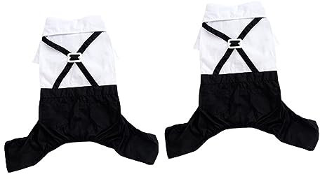 POPETPOP 2-Teiliger Haustieranzug Kleider Für Hochzeiten Als Gast Halloween-Kostüme Kleid Für Hochzeit Smoking-Hundekostü Welpen-Smoking Formeller Anzug Für Welpen Weiße