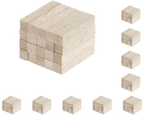 Set di 10 tasselli quadrati in legno di pino, non finiti, 50 mm, 20 pezzi