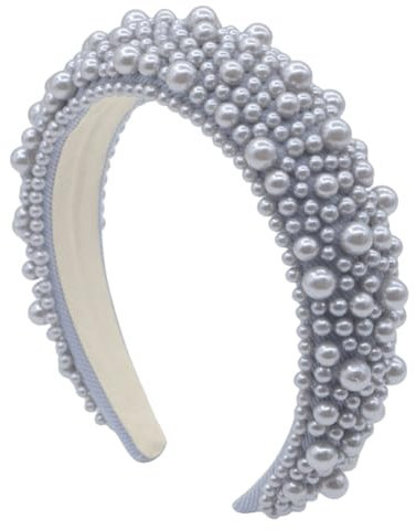 scicent Alice Bands Adult Women Pearl Headband Pearl Velvet Crystal Diamond Headwear Wide Thick Hairbands Bridal Beaded Headbands 16805