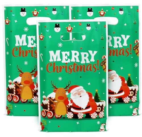 40 Stk Weihnachten Geschenkbeutel Weihnachtstüten Süßigkeiten Weihnachtsgeschenkbeutel Geschenktüten Säckchen Plastik Süßigkeitentasche Adventskalender Taschen Partytüten mitgebsel Geschenk Party (B)