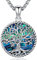 Baum des Lebens Halskette 925 Sterling Silber Pentagramm Lebensbaum Kette Pagan Wiccan Amulett Baum des Lebens Anhänger Schmuck für Damen Mädchen (Abalone Muschel Lebensbaum-D)