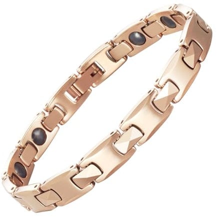 EnerMagiX Tungsten Magnetic Bracelets for Women, Magnetic Wristband with Ultra Strength Magnets,Brazaletes (Rose Gold)