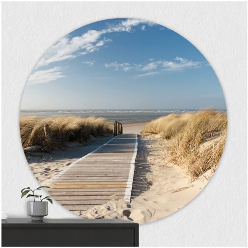 FoLIESEN Autocollant mural - Autocollant de porte I Poster autocollant pour porte et mur I Autocollant mural rond I to I Décoration murale Chemin vers la plage, Ø 40 cm