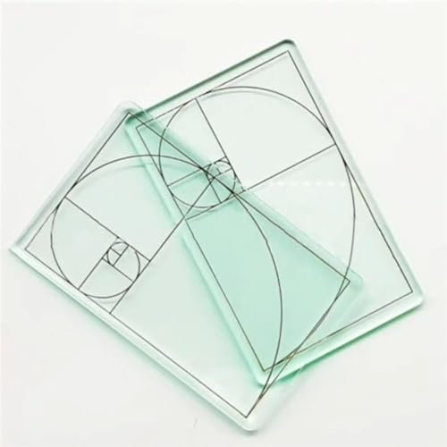Lot de 2 viseurs de rapport d'or, viseur de coupe dorée, règle rectangulaire avec coupe dorée, pochoir de matelassage, détecteur de composition Fibonacci pour créateurs de patrons de couture