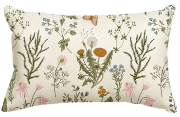 Artoid Mode Wildblumen Floral Schmetterling Blätter Frühling Kissenbezug, 30x50 cm Sommer Zierkissenbezug Cushion Cover Couch Wohnzimmer Deko