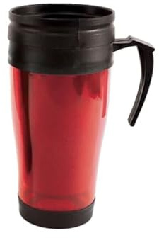 Insulated Travel Mug Thermal Plastic Coffee Cup, Reusable Car Coffee Cup Bpa Free Ideal for Hot & Cold Water Coffee Tea Daily Friendly Use Flask Vacuum Leakproof Mug 450Ml, Red