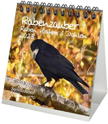 Rabenzauber Raben, Krähen und Dohlen Kalender für 2025 Format 10cm x 10cm - Geschenkset Inhalt: 1x Kalender, 1x Weihnachtskarte (insgesamt 2 Teile)
