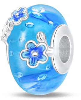 LNQOBU Colours Charm en verre de Murano en Argent Sterling 925,Breloques pour Bracelets,cœur D'amour Rose,Perle Ronde rouge Breloque pour S'adapter aux Femmes Bracelets/colliers