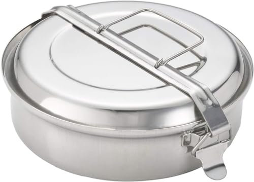 Space Home - Fiambrera con Asas + 2 Platos - Porta Alimentos - Lonchera - Caja para Almuerzo - Fiambrera de Acero Inoxidable, Camping - 20 cm