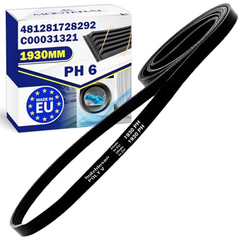 Keilriemen Trockner Poly-V 1930 PH 6 mit dem Originalcode 481281728292 für Whirlpool für Bauknecht C00031321 für Indesit - MADE IN EU - Garantie 10 Jahre - MONTERAL
