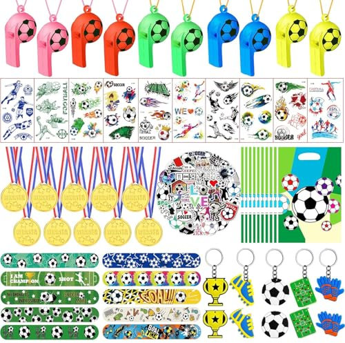 SXFENG Cadeau Anniversaire Enfants, Jouets Assortiment Accessoire Gadgets Set, Party Favors Anniversaire Enfant, Halloween, Stuffers Noël, Prix du Trésor Cadeau pour Fille Garçon (100pcs Football)