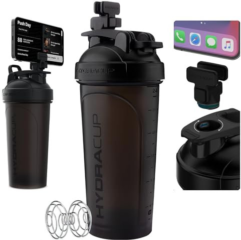 Hydra Cup JailBreak Pro Shaker-Becher mit abnehmbarem Telefonclip, Shaker-Flasche für Protein-Shakes mit Tragegriff, Ballmixer, BPA-frei, 794 ml (Schwarz)