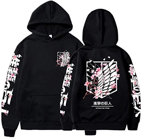 zhedu Anime AOT Hoodies Lose Lässige Pullover Tops Männer Frauen AOT Langarm Sweatshirts Y2K Streetwear