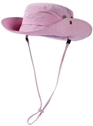 Sonnenhut Damen UV Schutz 50 mit Pferdeschwanzloch Faltbar Wasserdichte Safari Hut Herren Outdoor Wanderhut Boonie Hat Breitkrempe tropenhut Sonnenhut zum Angeln Pckable & Verstellbar Rosa L/XL