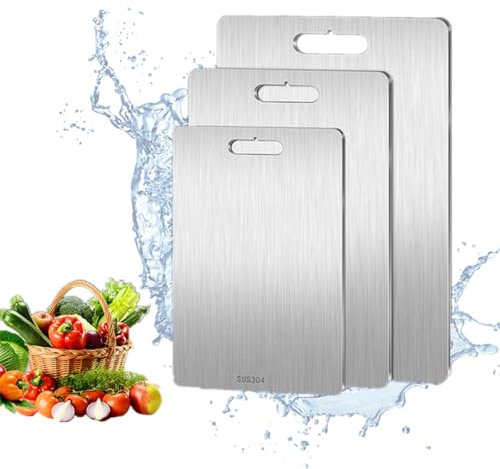 Tagliere in titanio, 100% puro titanio, per cucina, double face, in titanio alimentare, con foro per appenderlo, tappetino da taglio in titanio giapponese di grado giapponese (23 x 34 cm)