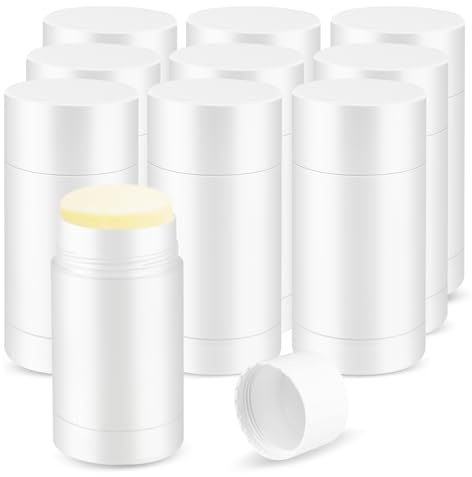glasstore 10 Pcs Empty Deodorant Containers Bottom Fill Deodorant Bottles Refillable DIY Deodorant Tubes Lip Balm Tubes (white, 75ml/2.5oz)