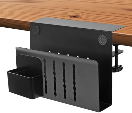 Desk Side Storage, Desk Side Storage Organizer Vertical No Drill Hanging Under desk Storage Organizer Laptop Holder Storage Rack Organizer for Office Home (A)