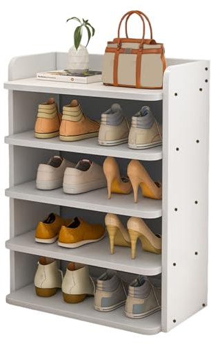 Schuhregal Schmal, Schuhablage Flur mit 5 Ebenen Offener Schuhschrank Schuh Organizer Platzsparend Weiß 42x 26 x 72 cm (weiß)