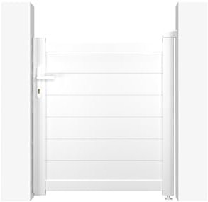 Casanoov Portillon EIGER 1x1,15m Aluminium Blanc – Design Plein Élégant et Moderne – Robuste Inoxydable Résistant Intempéries – Montage Facile Clôture Jardin Sécurisée Intimité Extérieur 100x115cm