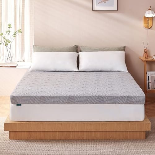 Bonnvia Mattress Topper Double Bed Thick, 4 Inch 10cm Mattress Topper Double Bed with Machine Washable Bamboo Fibre Cover