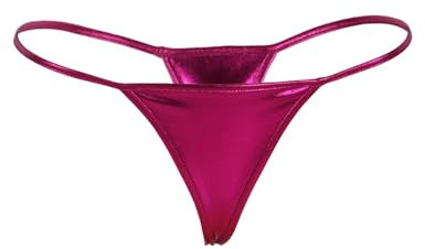 ohyeahlady Simili Cuir Mini String Ficelle Femme Sexy Érotique Grande Taille Micro String de Bain Hot Ouverte Bikini Culotte Tanga Chic Slip sous-vêtements Féminins T Back Violet,S