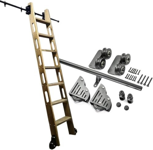 Kit libreria Scorrevole con ferramenta Scorrevole con Ruote a rulli per Pavimento (Senza Scala), libreria Hardware con Scala Scorrevole Kit ferramenta per Scala Scorrevole/Kit bina