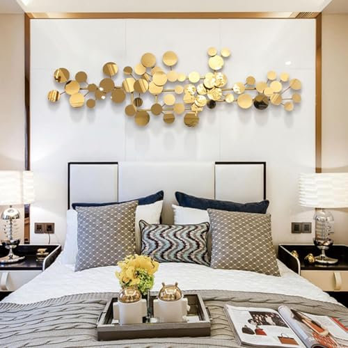 YAIUNHIQ Wanddeko Metall Gold, Moderne 3D Wand Deko für Wohnzimmer, Home Office, Schlafzimmer