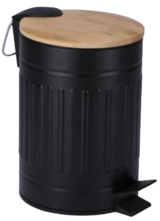 MagiDeal Cubo de Basura con Pedal y Tapa, 5 l, Estilo Retro, para Inodoro, Estudio, Entrada, baño, hogar, Negro