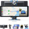 Android Auto-Autobildschirm, 10,26-Zoll-IPS-Touchscreen mit 4K-Dashcam und Rückfahrkamera, unterstützt Bluetooth/Siri/Google/GPS/Mirror-Link, 64G-TF-Karte enthalten