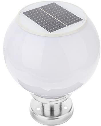 UKCOCO Lampes Solaires Dextérieur : Lampadaire Solaire En Forme De Globe Pour Clôture Extérieure Lampadaire Sur Pied Étanche Ip65 Lumières Globe LED Pour Cour Patio Allée Paysage.