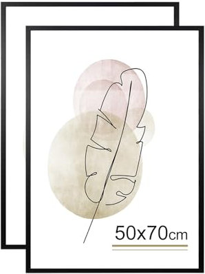 kennethan Bilderrahmen 50x70 Schwarz Holz Fotorahmen 2er Set Holzrrahmen Puzzlerahmen zum aufhängen und aufstellen Benutzt für Wohnzimmer, Schlafzimmer, Arbeitszimmer