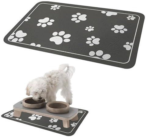 Dog Food Mat Non Slip Dog Mat for Bowls Dog Bowl Mat 30x50cm Dog Feeding Mat Diatomaceous Earth Absorbent Dog Food Mats for Floors Cat Mats for Food Bowls and Water Bowls (Dark Gray)