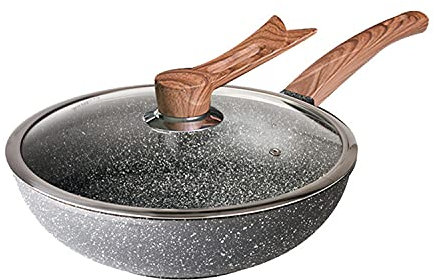 SJHDHDA Großer Wok mit Deckel, 32 cm Bratpfanne/Spritzschutz Multifunktionswanne, Hauskochen -Bratpfanne, Induktionskocher Gaskocher Universal Frittingpfanne Wok Wok Learned extensively