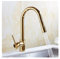 Ausziehküche Wasserhähne Silber Einzelne Hand Gold Küche Wasserhahn Waschbeckenhahn Einzelne Loch Rotierende Wassermischer Tap Mixer Tap,Korrosionsbeständig(Gold)